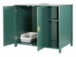Mueble para Caja de Arena SucceBuy Gato Autolimpiante Armario Esconder Casa Baño Gato, Nicho Esconder-arena, con Separador Extraíble, Toma de Corriente, Verde Sale