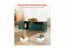 Mueble para Caja de Arena SucceBuy Gato Armario Esconder Casa de Baño Gato, con 4 Puertas de Rattán y 2 Entradas, Nicho Esconder-arena Madera, 120x45x50 cm^ Hot
