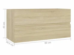 Mueble De Baño Simple|Mueble para fregadero de roble Sonoma de 90 x 38,5 x 45 cm de madera de ingeniería