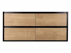 Vente-unique Mueble para lavabo, color natural claro y negro, L120 cm, LANNICK Negro / Color natural claro