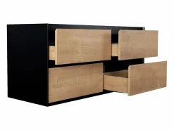 Vente-unique Mueble para lavabo, color natural claro y negro, L120 cm, LANNICK Negro / Color natural claro