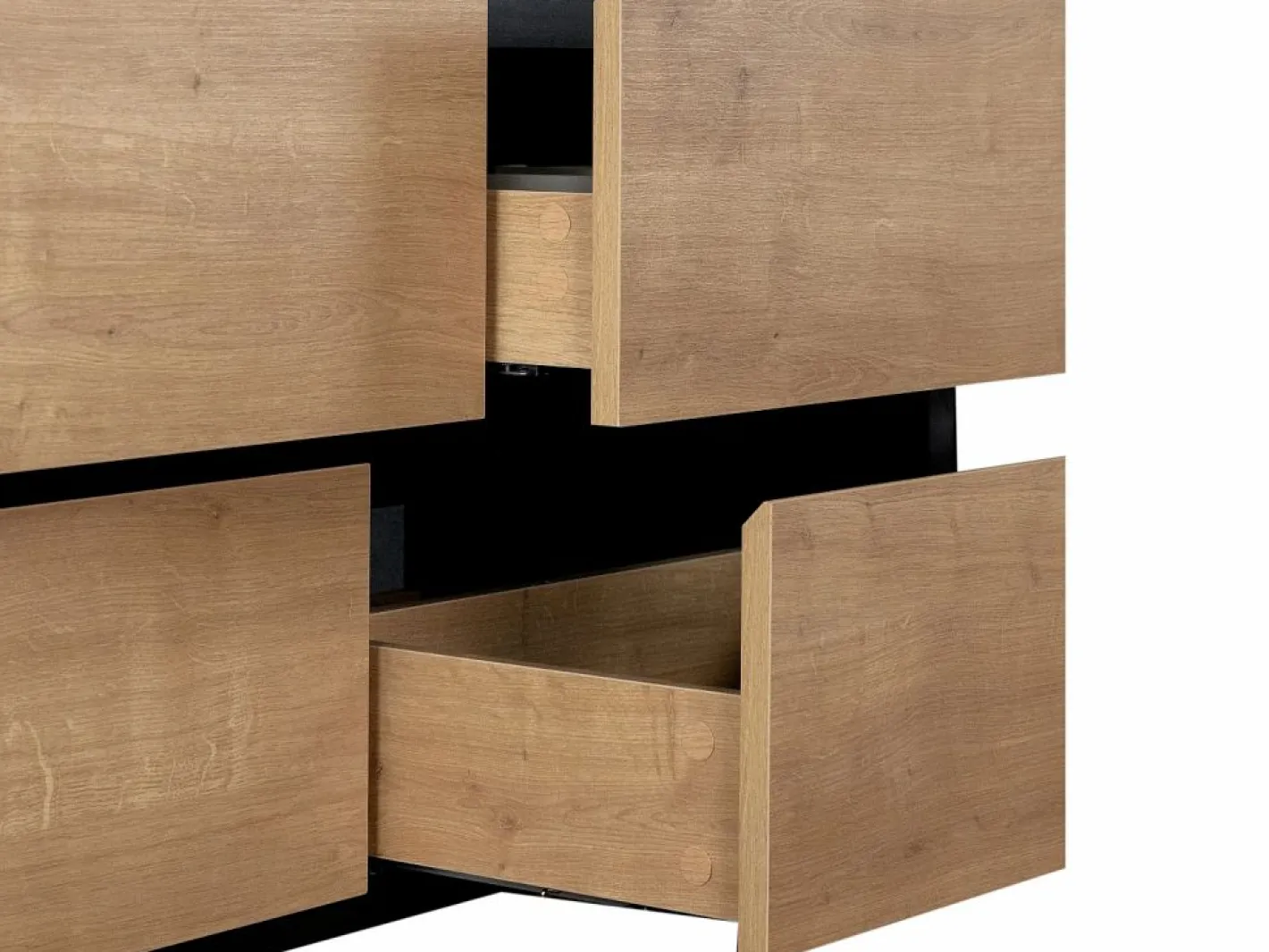 Vente-unique Mueble para lavabo, color natural claro y negro, L120 cm, LANNICK Negro / Color natural claro