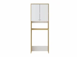 Vente-unique Mueble Para Lavadora|Mueble para lavadora 2 puertas - L65 x Alt. 180 cm - Blanco y natural claro - WORIKA