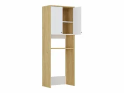 Vente-unique Mueble Para Lavadora|Mueble para lavadora 2 puertas - L65 x Alt. 180 cm - Blanco y natural claro - WORIKA