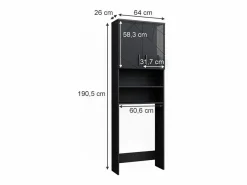 Vicco Mueble para lavadora antracita alto brillo 64x26x190.5 irma Gris antracita Sale