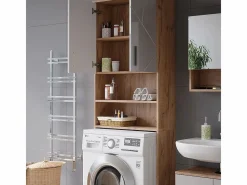 Vicco Mueble Para Lavadora|Mueble para lavadora blanco brillo intenso/roble dorado 64x26x190.5 irma