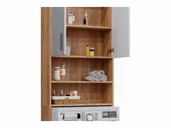 Vicco Mueble Para Lavadora|Mueble para lavadora blanco brillo intenso/roble dorado 64x26x190.5 irma