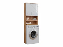 Vicco Mueble Para Lavadora|Mueble para lavadora blanco brillo intenso/roble dorado 64x26x190.5 irma
