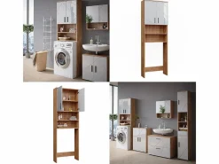 Vicco Mueble Para Lavadora|Mueble para lavadora blanco brillo intenso/roble dorado 64x26x190.5 irma