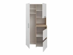 Vente-unique Mueble Para Lavadora|Columna De Baño|Mueble para lavadora con almacenamiento - Natural claro y blanco - L156 x Alt. 184 cm - ERKANO