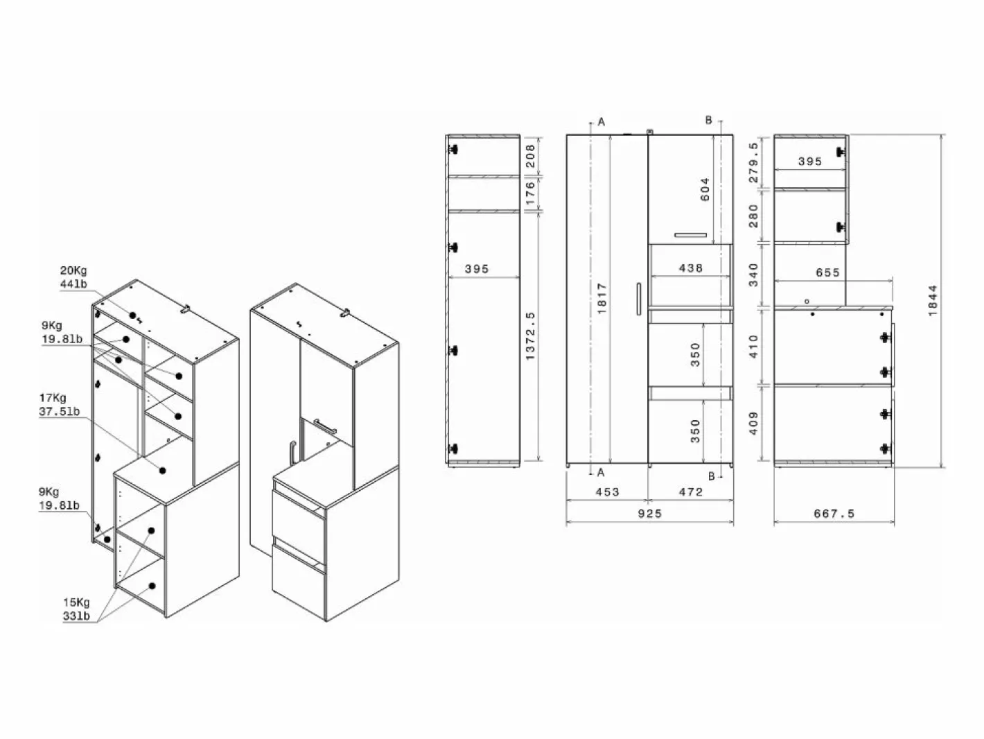 Vente-unique Mueble Para Lavadora|Columna De Baño|Mueble para lavadora con almacenamiento - Natural claro y blanco - L156 x Alt. 184 cm - ERKANO