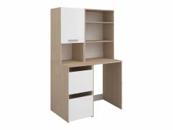 Vente-unique Mueble para lavadora con almacenamiento - Natural claro y blanco - L111,8 x Alt. 184 cm - ERKANO Color natural claro / Blanco Sale