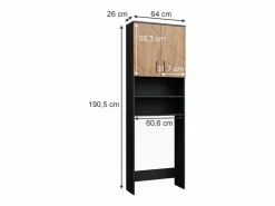 Vicco Mueble para lavadora oro power roble/antracita 64x26x190.5 irma Color natural oscuro Best