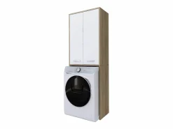 Mueble para lavadora, roble Sonoma, blanco mate, 31 x 64 x 180 cm^ Clearance