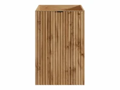 Vente-unique Mueble De Aseo|Mueble para lavamanos estriado con puerta reversible natural claro - H60 x L40 x P22 - VAHIRA