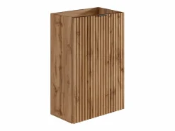 Vente-unique Mueble De Aseo|Mueble para lavamanos estriado con puerta reversible natural claro - H60 x L40 x P22 - VAHIRA
