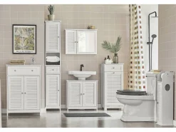 Mueble para Ropa Sucia Armario Multifuncional para Baño con 1 Cesto y 1 Cajón 40 x 38 x 90 BZR73-W ES^Sobuy Sale