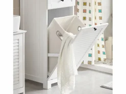 Mueble para Ropa Sucia Armario Multifuncional para Baño con 1 Cesto y 1 Cajón 40 x 38 x 90 BZR73-W ES^Sobuy Sale