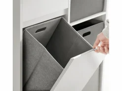 Sobuy Estantería Sobre Inodoro|Mueble para Ropa Sucia Armario Multifuncional para Baño con 1 Cesto y 1 Cajón 3 Cestos Separados 80 x 38 x 91cm BZR77-W ES
