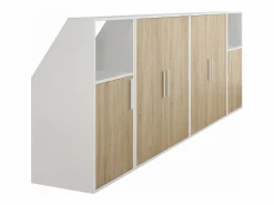 Vente-unique Armario Para Buhardilla|Mueble De Almacenaje|Mueble para techo abuhardillado 6 puertas y 2 estantes color blanco y natural - ADEZIO