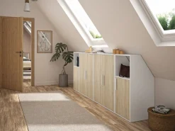 Vente-unique Mueble para techo abuhardillado con 1 puerta y 1 estante blanco y natural - ADEZIO Color natural claro / Blanco