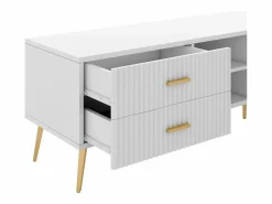 Mueble para TV con 2 puertas, 2 cajones y 2 nichos - MDF - patas de metal -^Merax Online