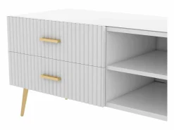 Mueble para TV con 2 puertas, 2 cajones y 2 nichos - MDF - patas de metal -^Merax Online