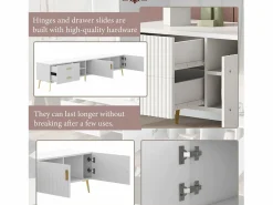Mueble para TV con 2 puertas, 2 cajones y 2 nichos - MDF - patas de metal -^Merax Online