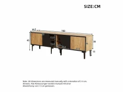 Mueble para TV 160x36,5x45 cm - con puertas y estantes - Paneles de partículas - Natural + negro^ModernLuxe Best