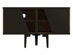 Mueble para TV 160x36,5x45 cm - con puertas y estantes - Paneles de partículas - Natural + negro^ModernLuxe Best
