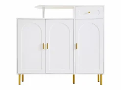 ModernLuxe Mueble para zapatos 120 x 35 x 92 cm - 1 cajón + 3 puertas - patas de metal - Blanco Hot