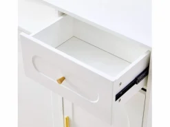 ModernLuxe Mueble para zapatos 120 x 35 x 92 cm - 1 cajón + 3 puertas - patas de metal - Blanco Hot