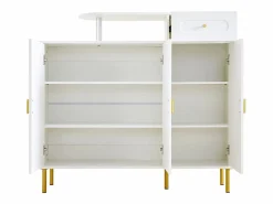 ModernLuxe Mueble para zapatos 120 x 35 x 92 cm - 1 cajón + 3 puertas - patas de metal - Blanco Hot