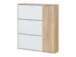 Calicosy Mueble para zapatos de 3 abatibles y 1 puerta, 30 pares - L106 cm Beige / Blanco Discount