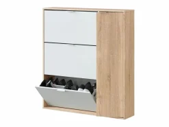 Calicosy Mueble para zapatos de 3 abatibles y 1 puerta, 30 pares - L106 cm Beige / Blanco Discount