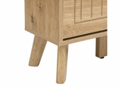 ModernLuxe Mueble para zapatos moderno 110×24×137,5 cm - con 3 puertas abatibles - con espejo - Patas de madera maciza - Natural Color natural claro New