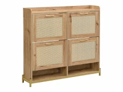 Mueble para zapatos moderno - con puertas de ratán - 4 puertas - estructura metálica - color natural^ModernLuxe Online