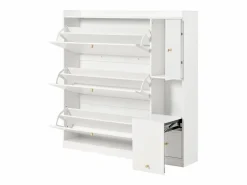 ModernLuxe Mueble para zapatos multifuncional 119x24x122 cm - con 3 cajones plegables - con banco plegable - con una puerta - Blanco Online