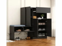 Mueble para zapatos multifuncional - con asiento acolchado - con 4 puertas y 1 cajón -^ModernLuxe Outlet