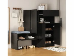 Mueble para zapatos multifuncional - con asiento acolchado - con 4 puertas y 1 cajón -^ModernLuxe Outlet