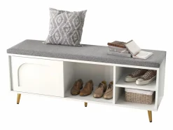 ModernLuxe Banco Y Pie De Cama|Banco Y Pie De Cama|Mueble para zapatos 121x35x49cm - con cojín - puertas correderas y estantes abiertos -