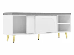 ModernLuxe Banco Y Pie De Cama|Banco Y Pie De Cama|Mueble para zapatos 121x35x49cm - con cojín - puertas correderas y estantes abiertos -