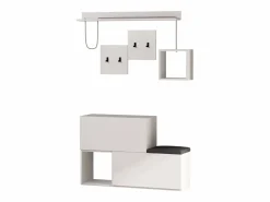 Concept-Usine Mueble recibidor con perchero, almacenaje y espejo MESTY Blanco Outlet