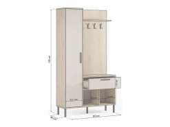 duehome Armario De Entrada|Mueble recibidor con perchero Vesta Roble Beige
