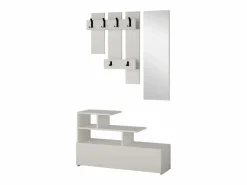 Concept-Usine Mueble recibidor efecto madera con perchero, almacenaje y espejo MESTY Blanco Online