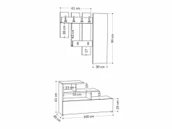 Concept-Usine Mueble recibidor efecto madera con perchero, almacenaje y espejo MESTY Blanco Online