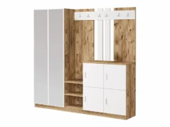 Concept-Usine Armario De Entrada|Mueble recibidor madera y blanco con espejo ANKA