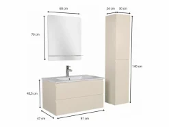 Conjunto De Baño|Mueble sencillo + grifería + espejo + columna SORRENTO