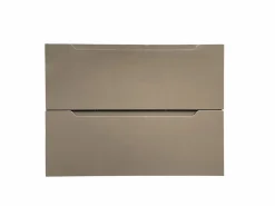 Vente-unique Mueble simple lavabo suspendido gris arenoso con columna, 80 cm, STEFANIE Topo Discount