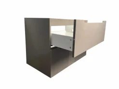 Vente-unique Mueble simple lavabo suspendido gris arenoso con columna, 80 cm, STEFANIE Topo Discount